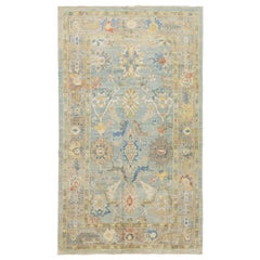 6 x 11 Apadana's Contemporary Sultanabad Blue Wool Rug