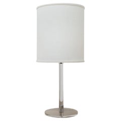 Verner Panton Inspired Lamp  with Lucite and Chrome Base and New Linen Shade