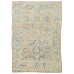 Alfombra de lana de diseño moderno Sultanabad Rugs de Apadana hecha a mano en beige