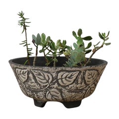 Willy Guhl Style Cement Planter with Ivy Pattern