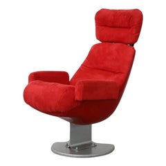 1970's Space Age Red Cinema Chair with Headrest, Paris
