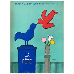 Cartel Vintage Original Francés "Jardin Des Tuleries La Fete" 1976, Savignac