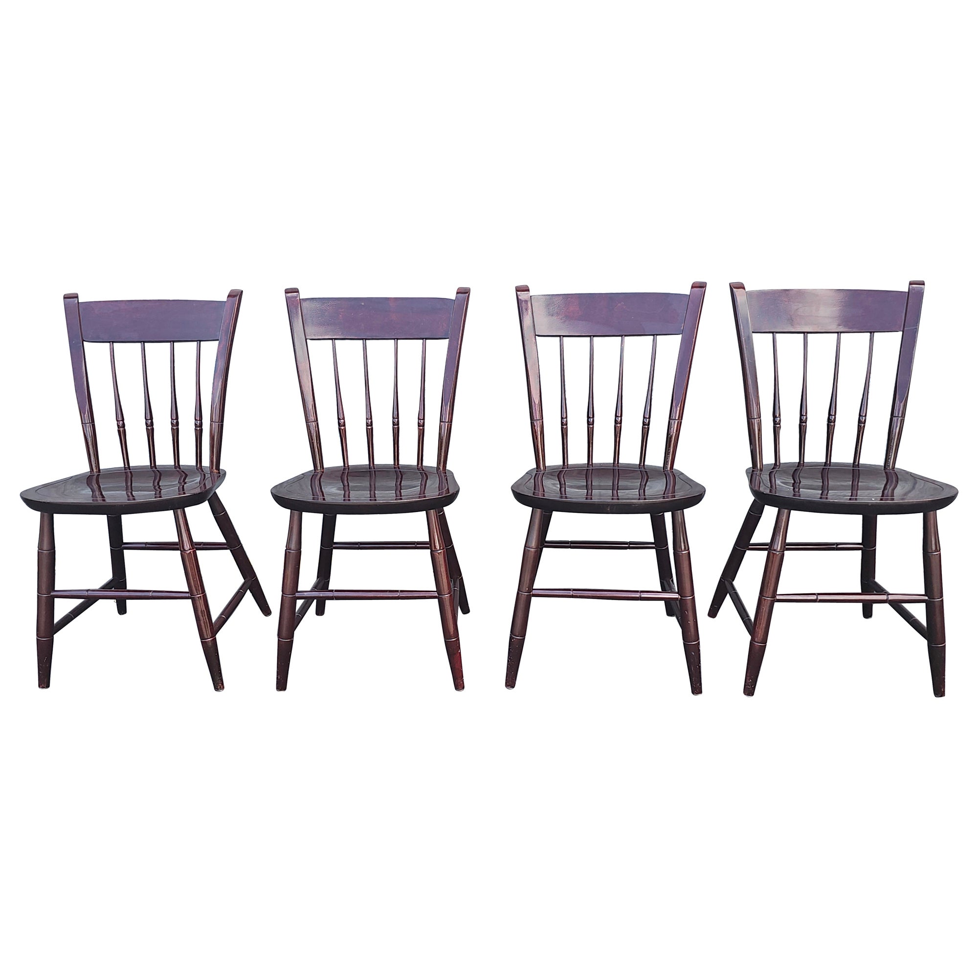 20th C. Set of Four Nichols and Stone Mahogany Windsor Side Chairs by Stickley