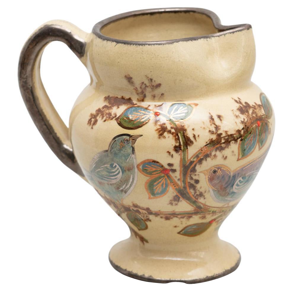 Vaso in ceramica dipinto a mano dall'artista catalano Diaz Costa, circa 1960