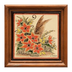 Opera d'arte dipinta a mano in ceramica Casas, 1960 circa