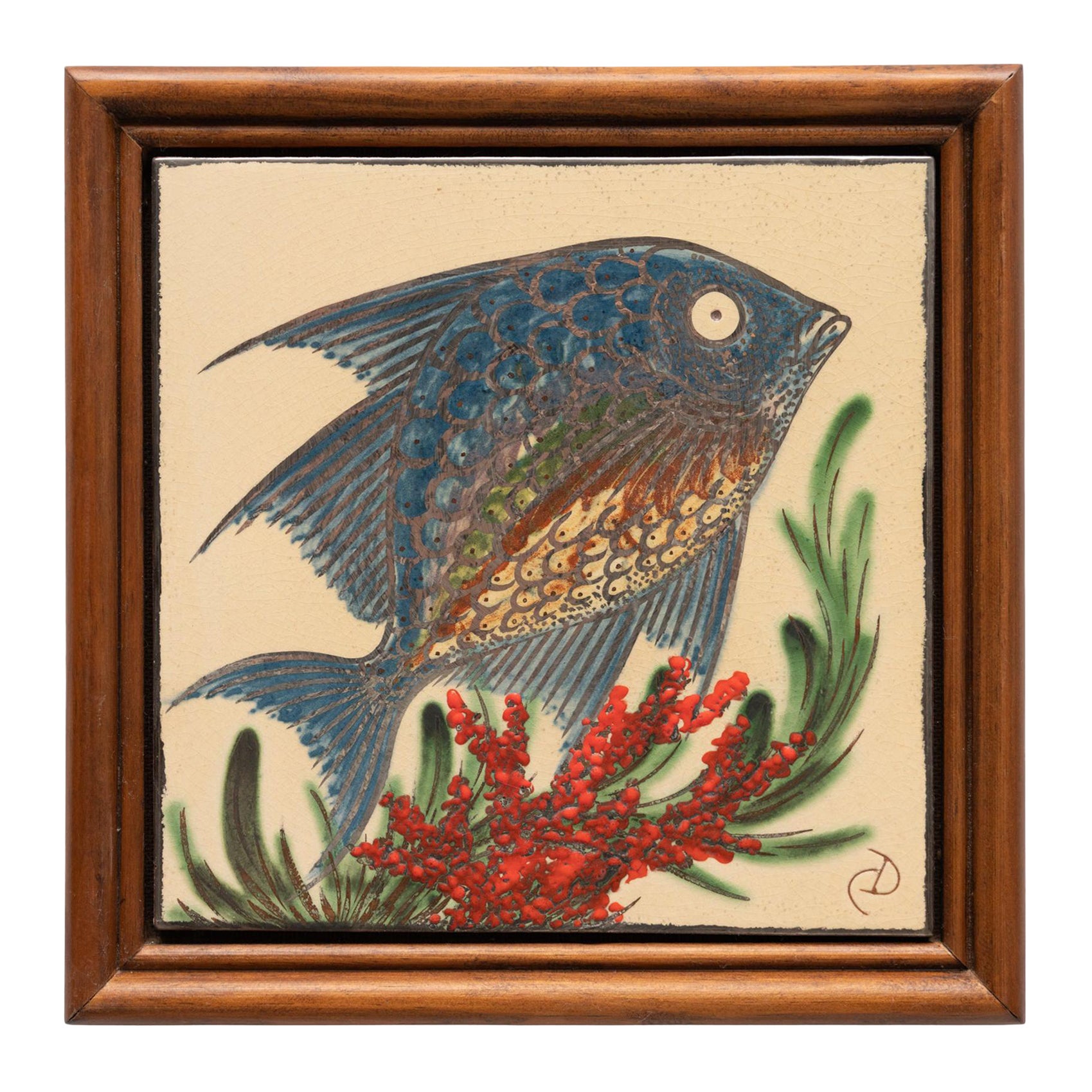 Diaz Costa Mid Centruy Modern Ceramic Hand Painted Artwork, circa 1960