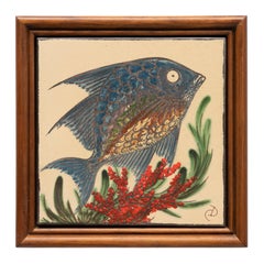 Diaz Costa Mid Centruy Modern Ceramic Hand Painted Artwork, circa 1960