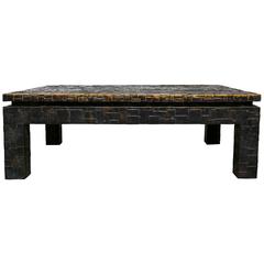 Patinated Brass-Clad Coffee Table