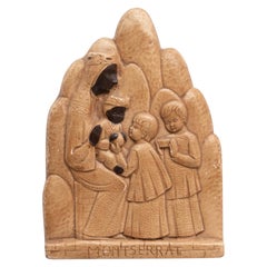 Traditional Plaster Artwork of Montserrat from Spain, circa 1970