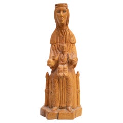 Virgen Religiosa Tradicional Catalana "La Moreneta" Escultura de Madera