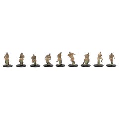 Set di 9 figure di giochi di calcio tradizionali con bottoni, circa 1950
