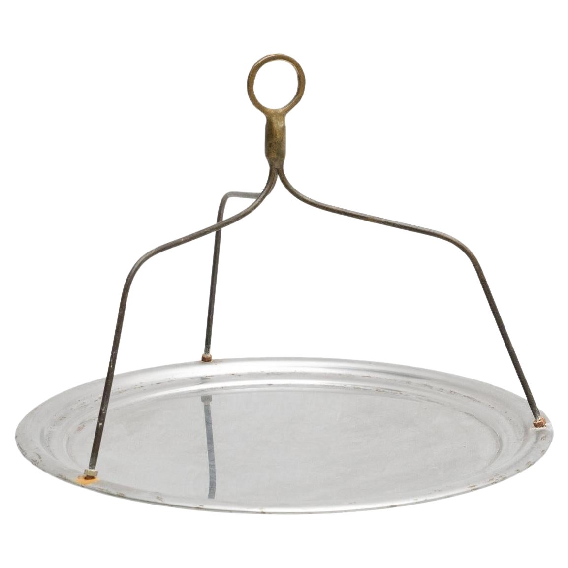 Antique Traditional Metal Round Tray, circa 1950