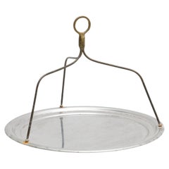 Antique Traditional Metal Round Tray, circa 1950