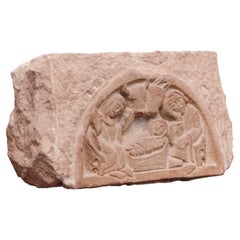 Gravierte Steinskulptur der Geburt Christi, um 1930