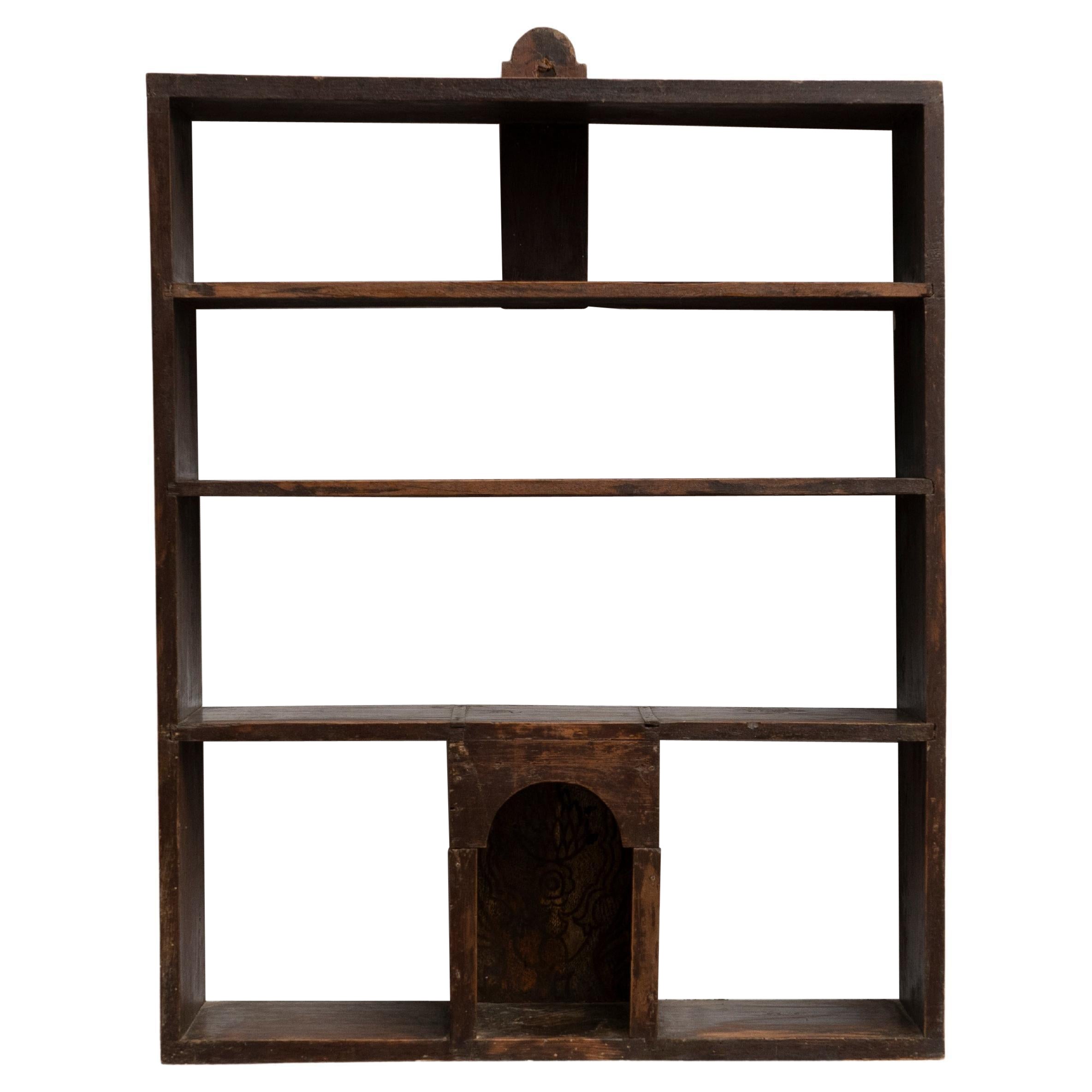 Early 20th Century Rustic Solid Wood Wall Shelve Unit