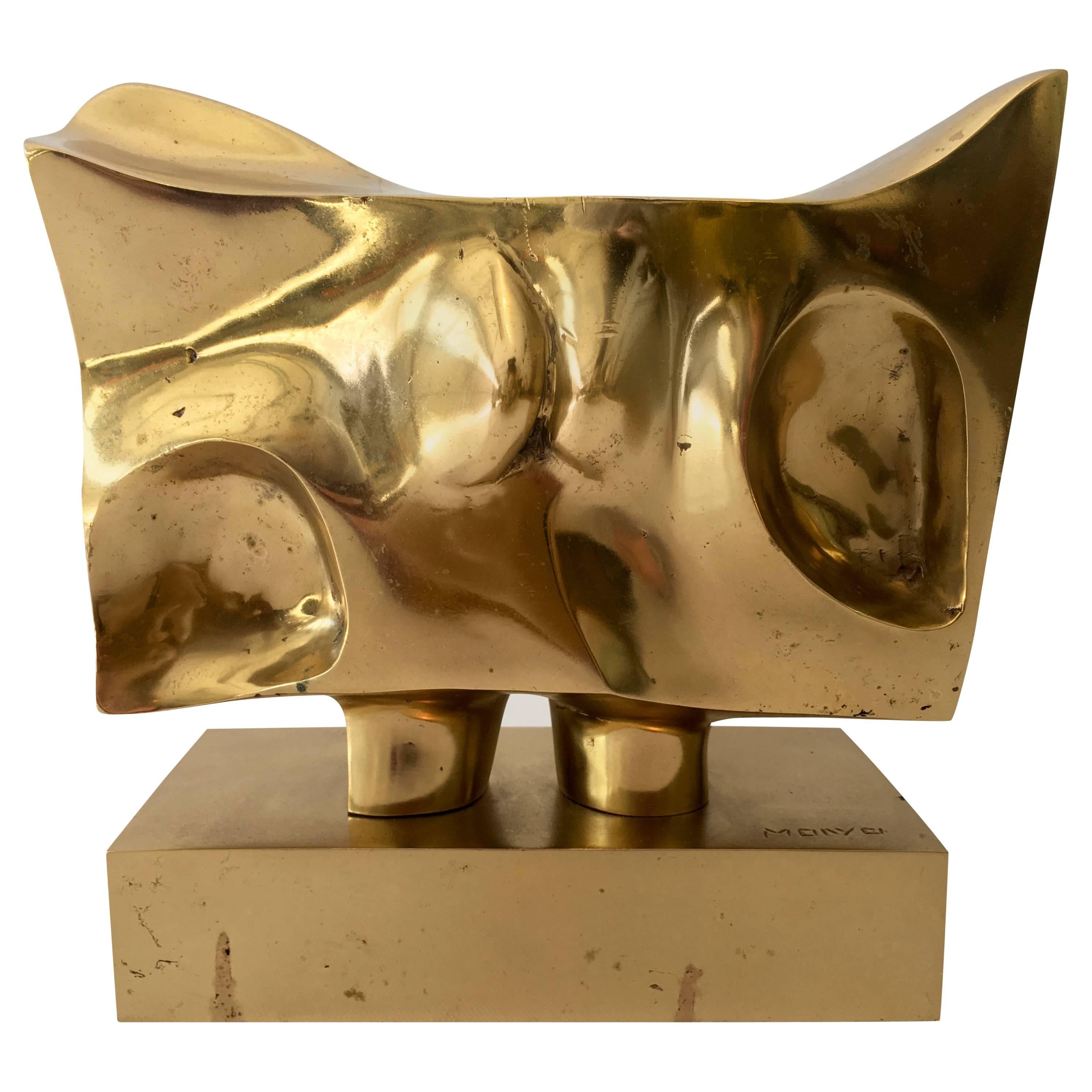 Prince Monyo Bronze Abstract Sculpture, Signed For Sale