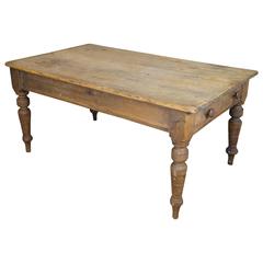 Antique English 19th Century Solid Pine Farm Table