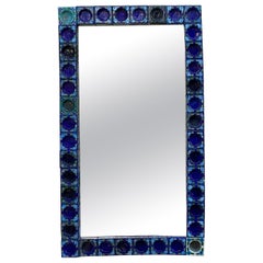 One of a Kind Hand Painted Ceramic Tile Mirror