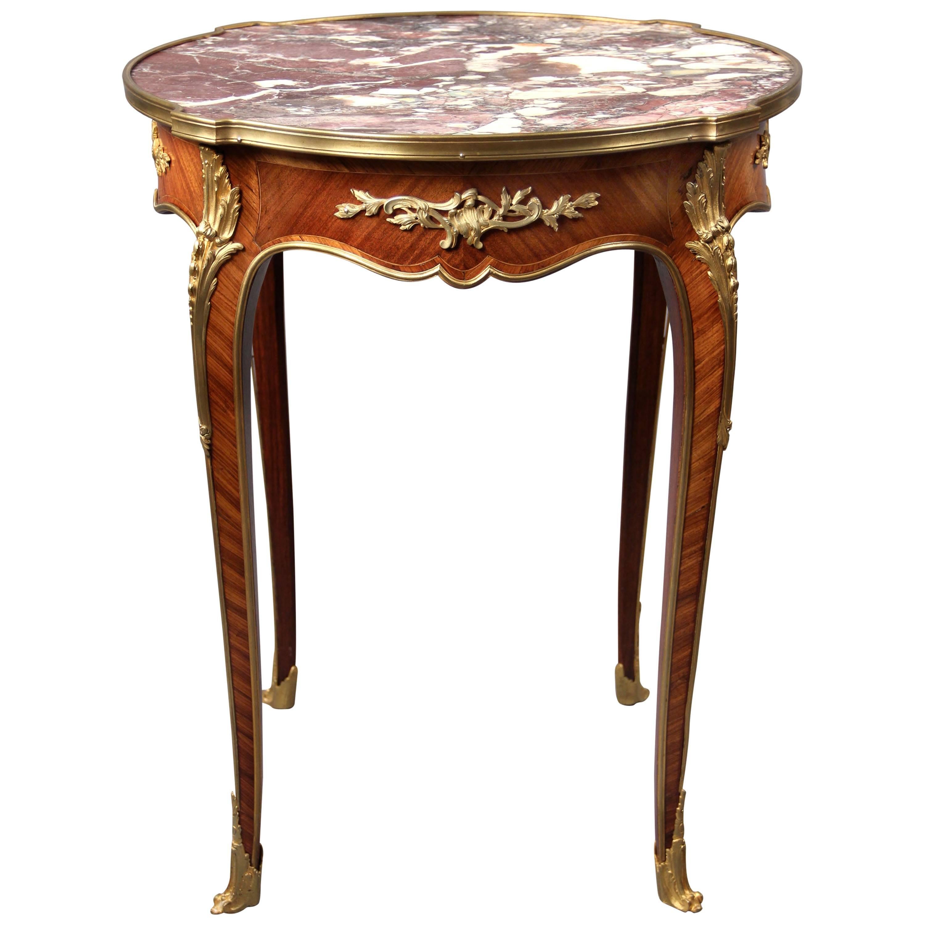 Late 19th Century Gilt Bronze-Mounted Marble-Top Lamp Table