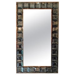 Mirrror in Celadon Green Murano Glass and Brass