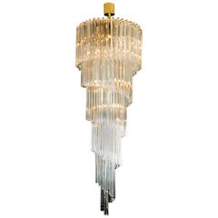 Large 1970s Spiral Chandelier by Venini of Italy