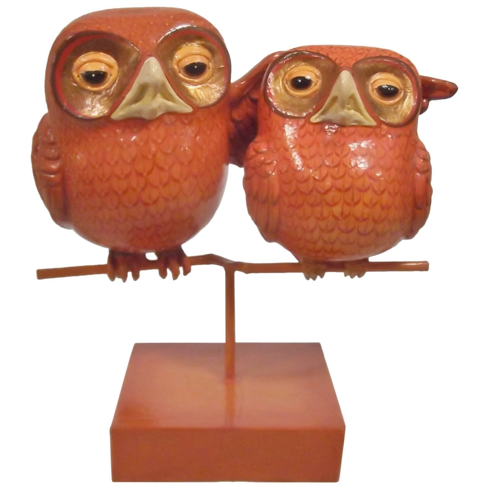 "Amigo Owls" Sculpture by Sergio Bustamante