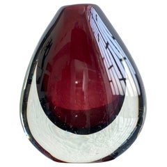 Jarrón vintage de Murano Glass Sommerso, de Flavio Poli para Seguso, Borgoña