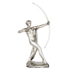 Large Paul Silvestre Silvered Bronze Model of Diana for Susse Frères