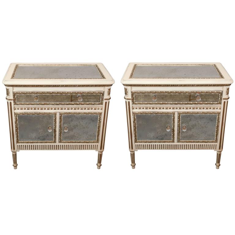 Pair of Mirrored Nightstands at 1stDibs
