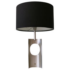 Rare & Elegant Mid Century Modern Brushed Aluminum Table Lamp France 1970s