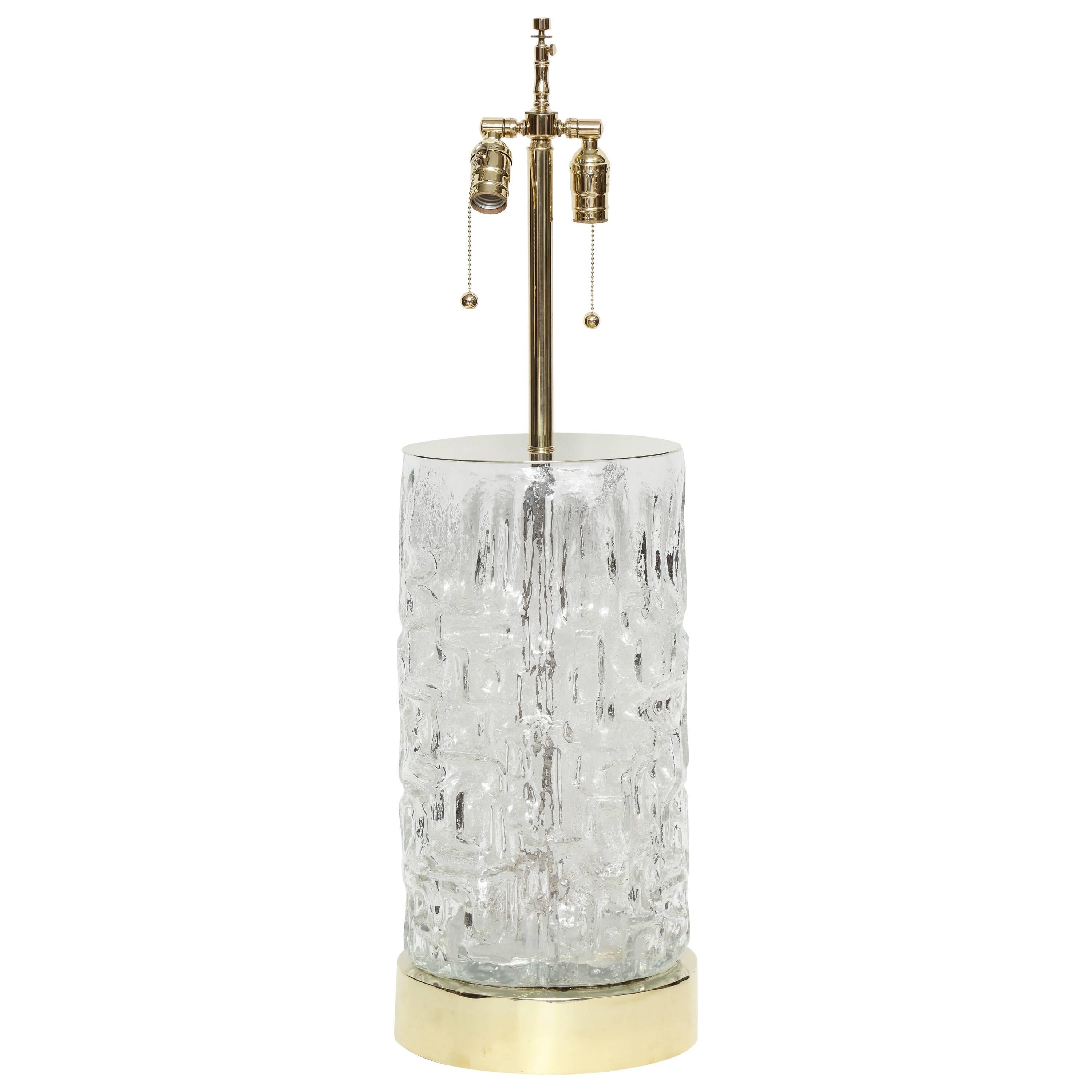 Crystal and Brass Lamp by Tapio Wirkkala for Iittala For Sale