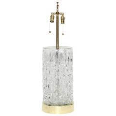 Antique Crystal and Brass Lamp by Tapio Wirkkala for Iittala