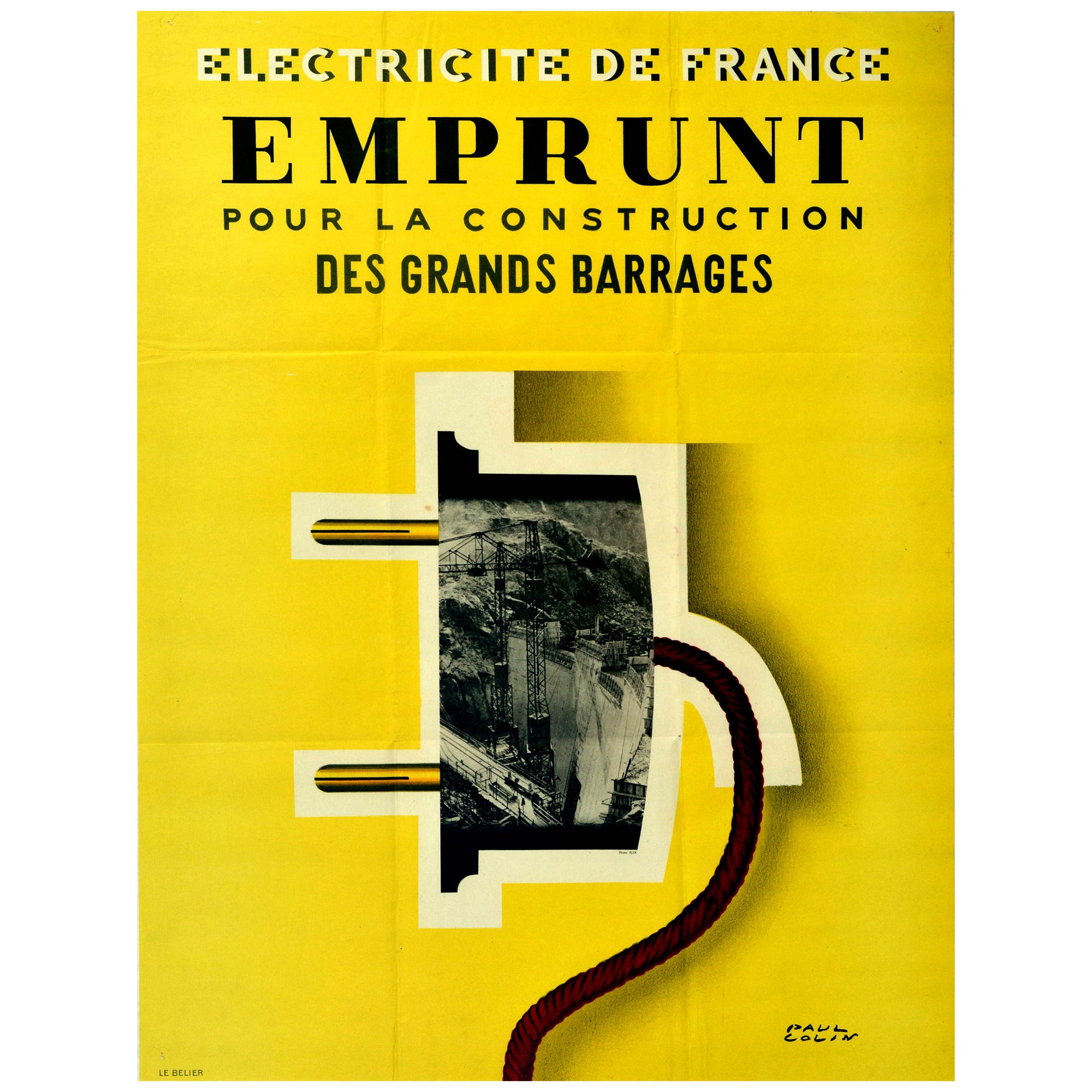 Poster di propaganda originale d'epoca Electricite De France Paul Colin Modernista in vendita