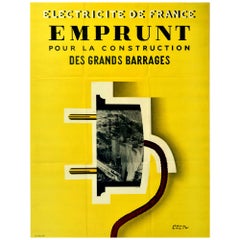 Affiche de propagande vintage d'origine Electricite De France Paul Colin Modernist
