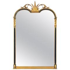 Elegant Black and Gold Italian Mirror, circa 1940s 12