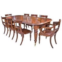 Antique Victorian Mahogany Dining Table Eight Regency Chairs