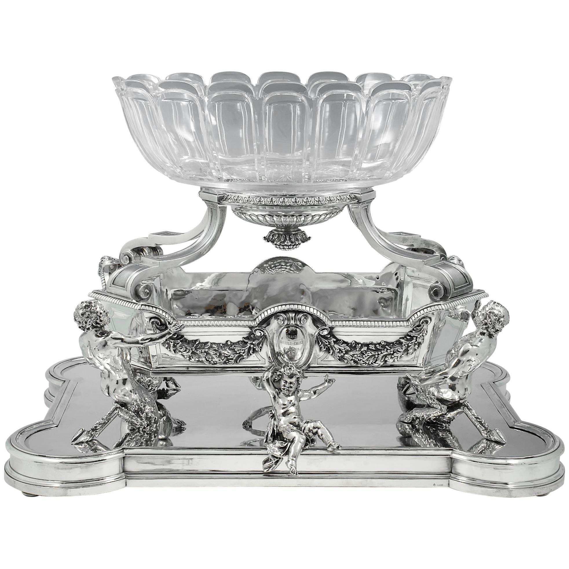 Massive Late 19th Century Silver and Glass Centerpiece For Sale