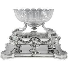 Antique Massive Late 19th Century Silver and Glass Centerpiece