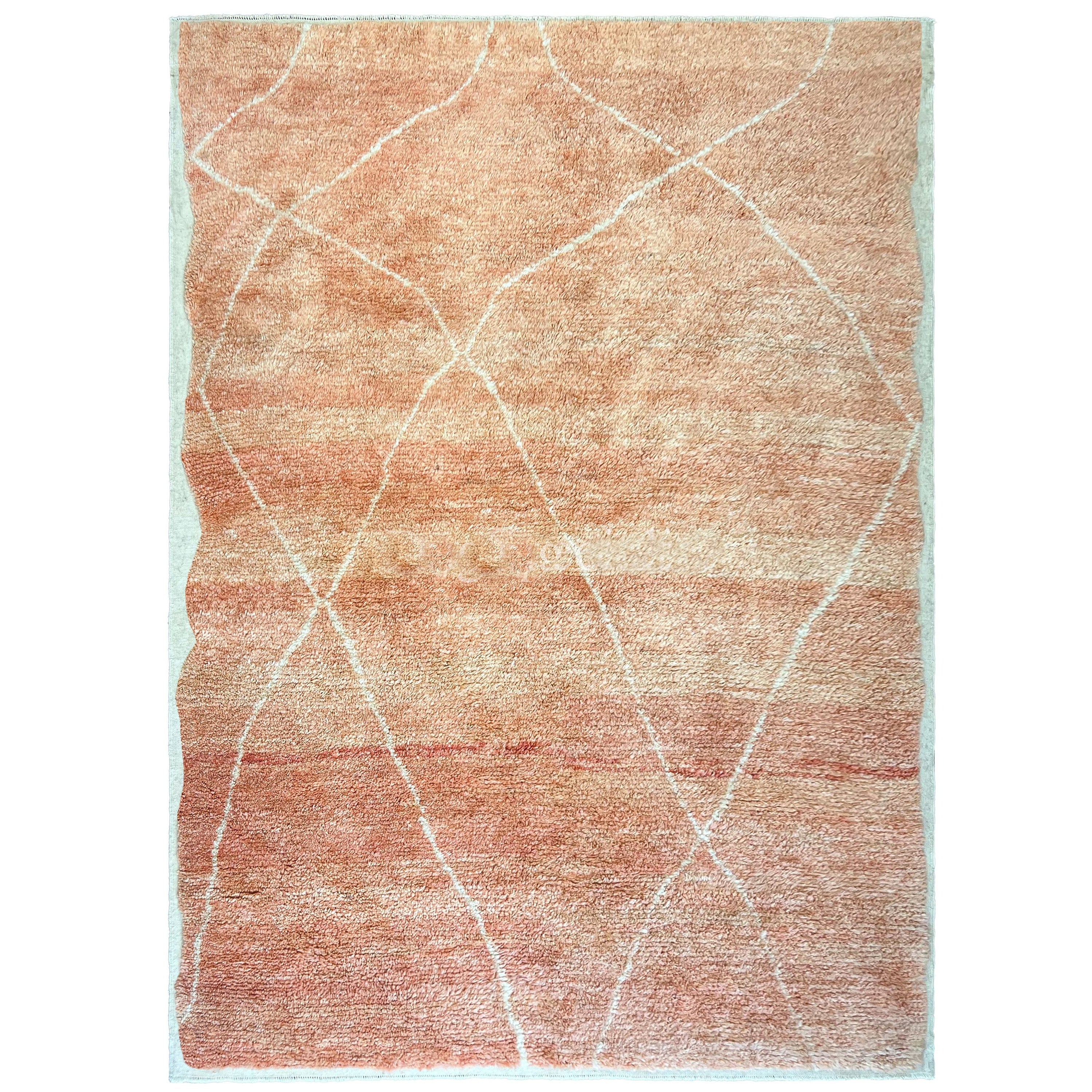 8x10 Ft Contemporary Hand Knotted Moroccan Tulu Rug in Soft Rose Pink, 100% Wool