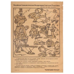 Affiche ancienne originale de la Russie soviétique de la guerre civile, recrutement capitaliste