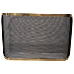 Curved Brass and Grilling Fireplace Screen