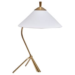 Sculptural Swedish Modern Tripod Table/Desk Lamp in Brass, 1950s