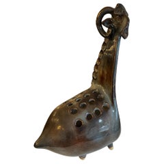Vallauris Ram/Vase-Skulptur aus glasierter Keramik