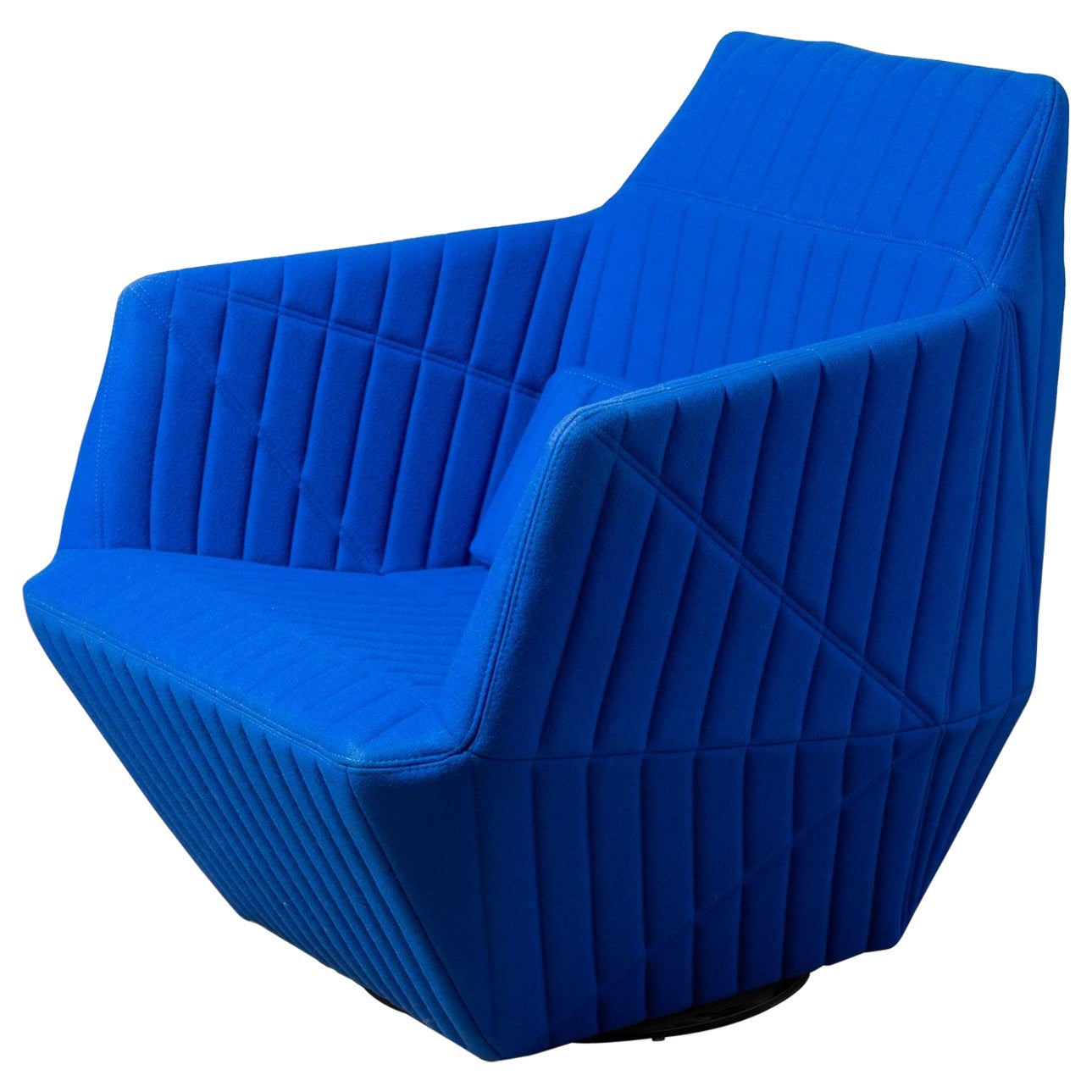 Ligne Roset Facett Swivel Lounge Chair in Royal Blue Divina Melange Wool