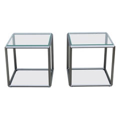 Italian Modern Ron Gilad for Molteni & C 45 Tavolino Glass Side Tables - a Pair