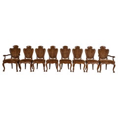 Karges French Provincial Louis XV Carved Walnut Dining Chairs, Set of Eight