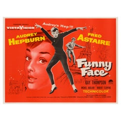 Audrey Hepburn 'Funny Face' Original Vintage British Quad Movie Poster, 1957