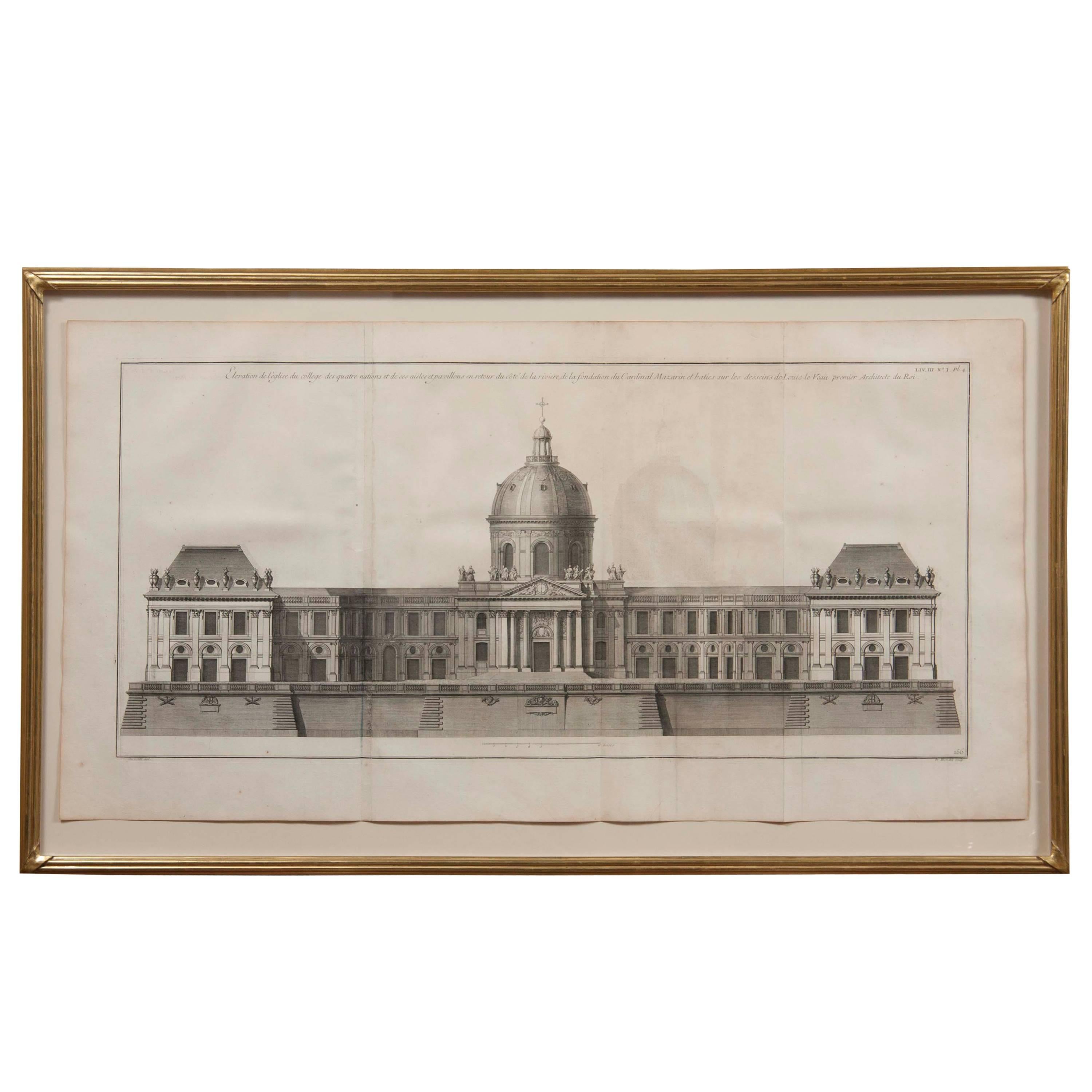 French Engraving "Institute de France" For Sale