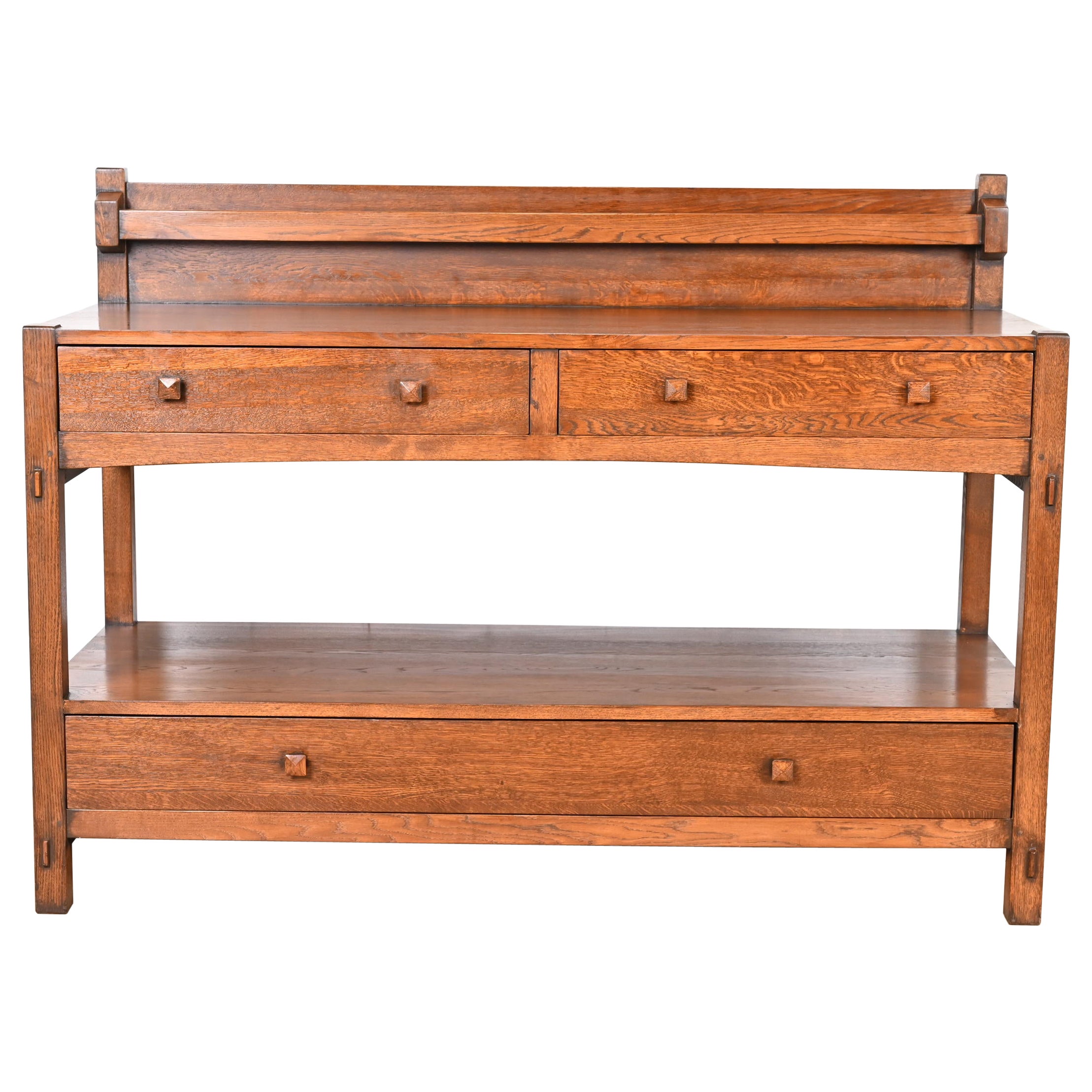 Buffet ou buffet Mission en chêne Arts & Crafts de style Gustav Stickley