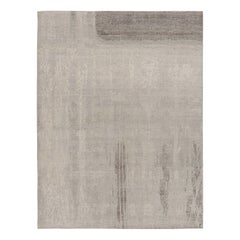 Rug & Kilim's Modern Distressed Rug in Grau mit abstrakten, minimalistischen Mustern